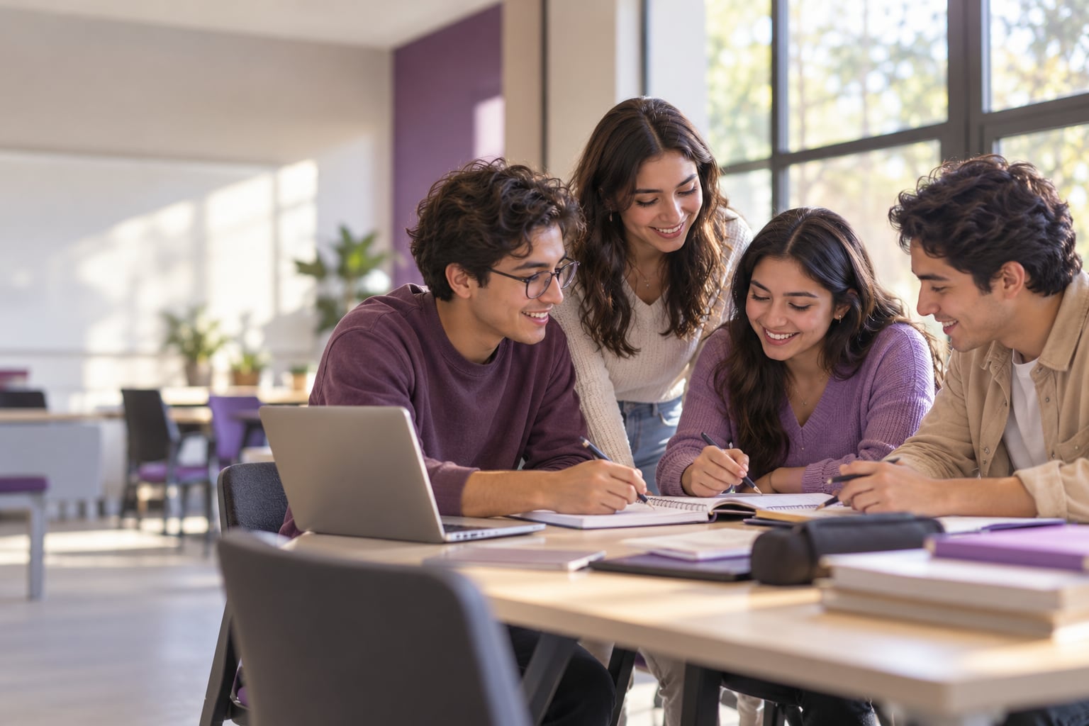 Imagen ilustrativa de estudiantes trabajando en equipo
